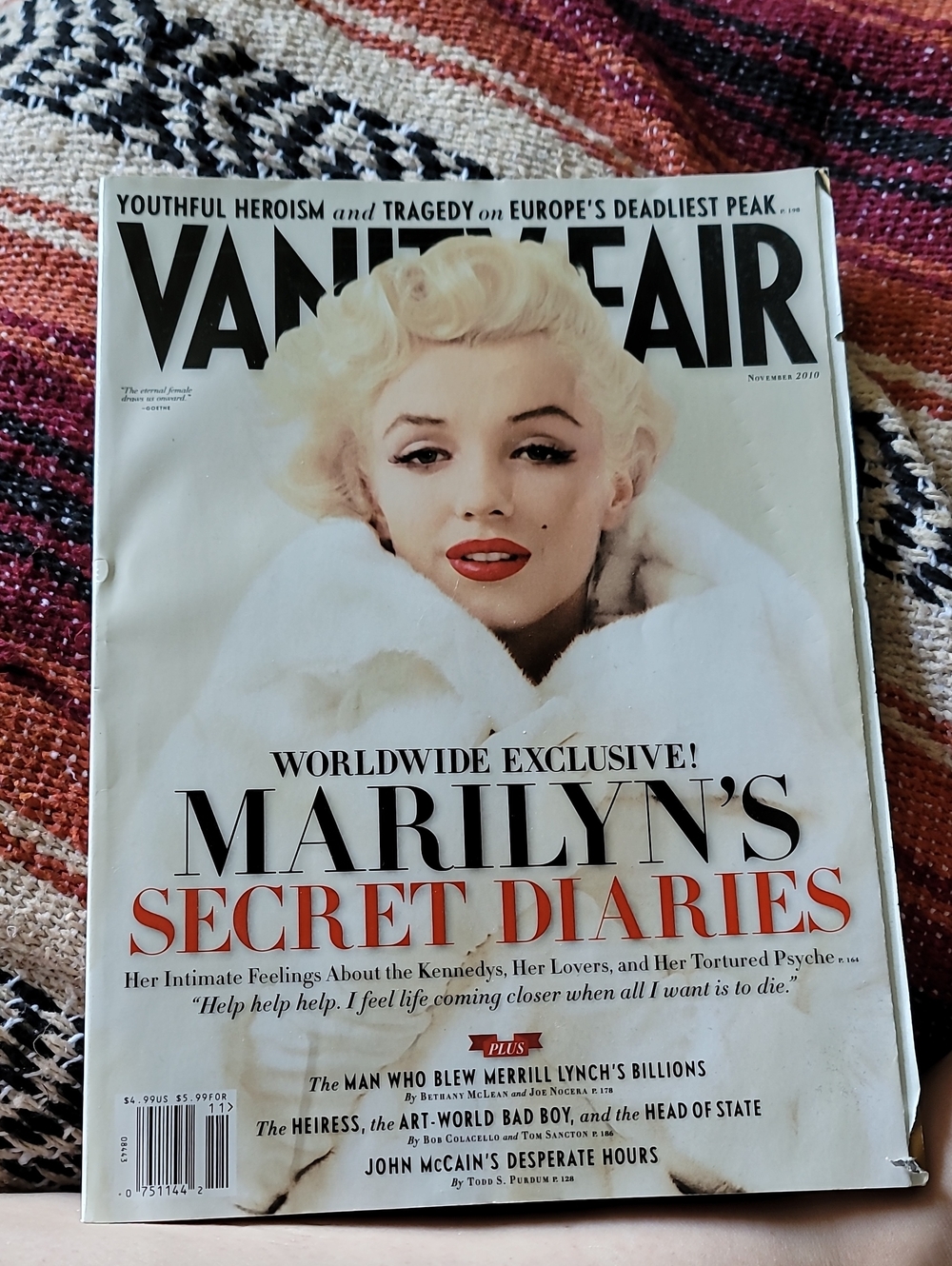 MARILYN MONROE- SECRET DIARIES November 2010 VANITY FAIR Magazine GIORGIO ARMANI
